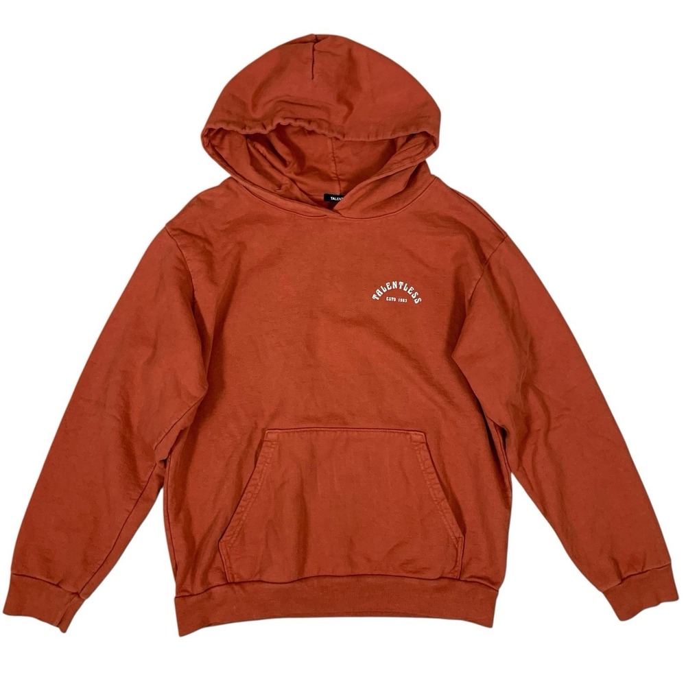 Talentless Rust Red Pullover Graphic‎ Logo Hoodie Large Unisex